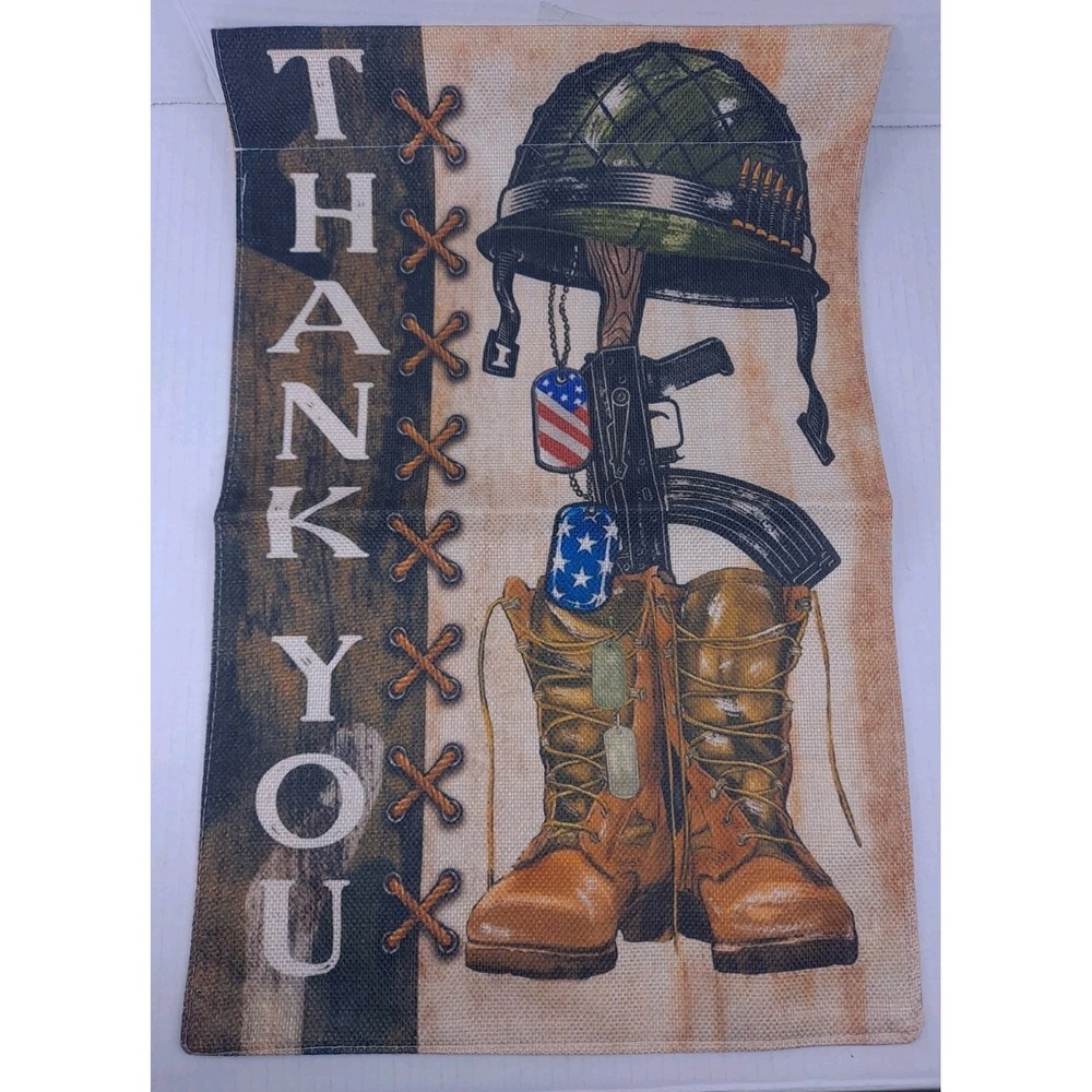 Memorial Day Thank You Heroes Garden Flag 12x18 Inch Double Sided